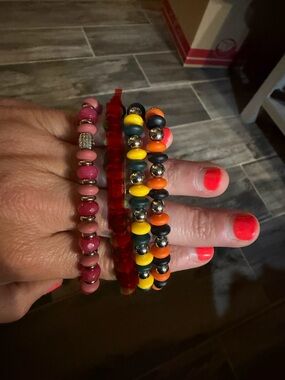 Rustic Cuff Colorful Stretch Bracelets - Pink, Green, Yellow, Orange, Black